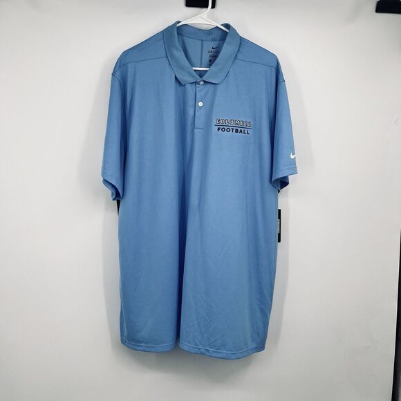 Nike Golf Standard Dri Fit NWT Mens Blue Polo Columbia Football 2XL Athletic - Picture 1 of 12